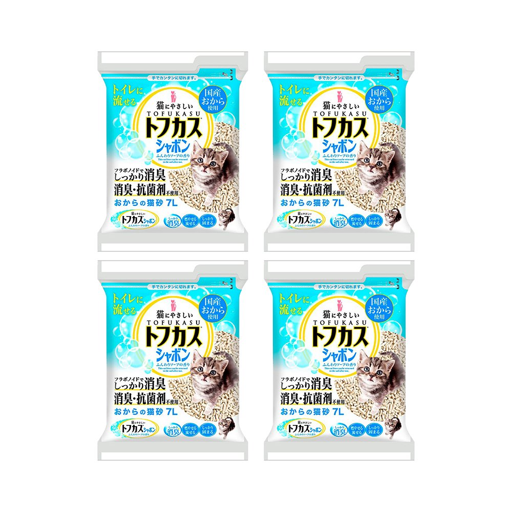 猫砂　トフカスシャボン　７ＬX４袋　ふんわりソープの香り　おからの猫砂　固まる　燃やせる　流せる　ＣＲＣ30―14―40―20―00 5,324円