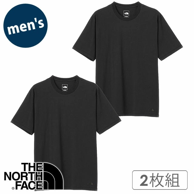 ショートスリーブフラッシュドライパックティー [NT32542-K] メンズ TNF アウトドア トップス 半袖Tシャツ 2枚セット ブラック 正規取扱店