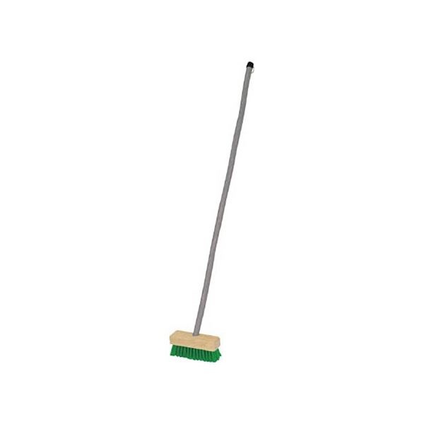 （まとめ）デッキブラシ PVC毛 竹柄 幅180x長さ1050mm TDBE-10 1本[x3]
