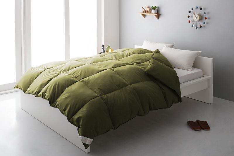 新20色羽根掛け布団 ダブル オリーブグリーン