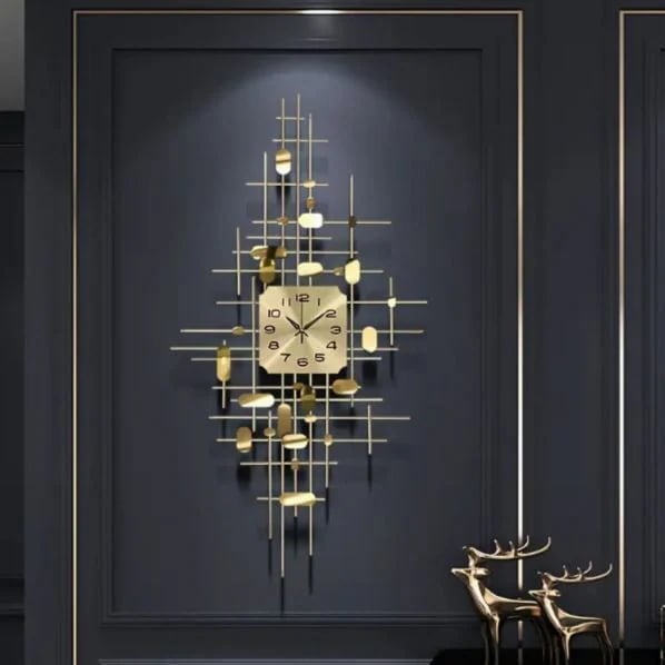 壁掛け時計 静音 おしゃれ ゴージャス 電池式 静か 大きい モダン 現代 ウォールアート 掛け時計 ウォールクロック リビング ホームデコ ゴールド
