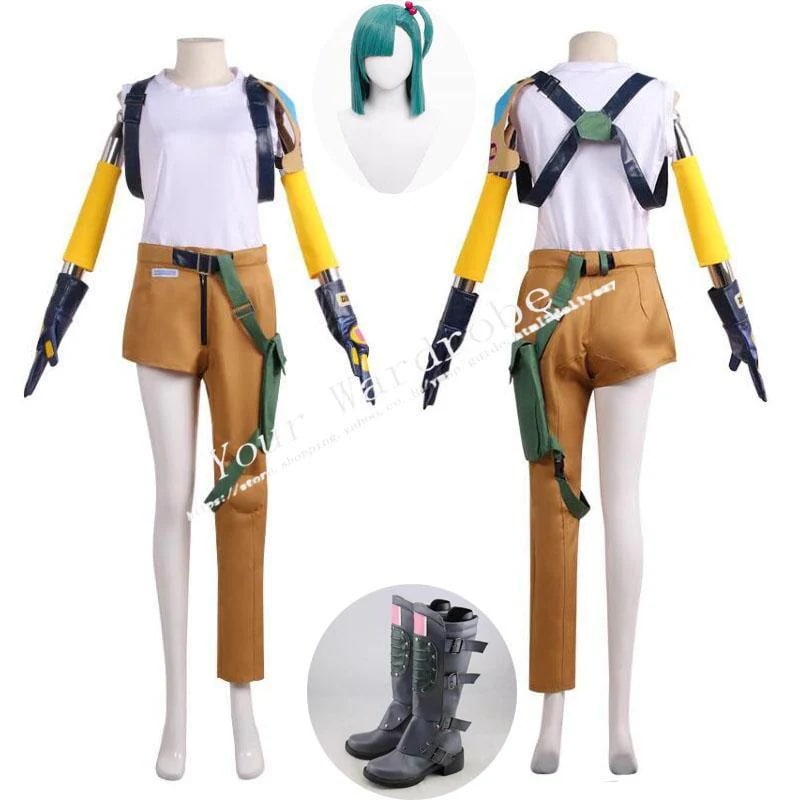 ドラゴンボール 風 ブルマ コスプレ衣装 ウイッグ 靴 cosplay 演出服 コスチューム イベント アニメ ハロウィン仮装 変装