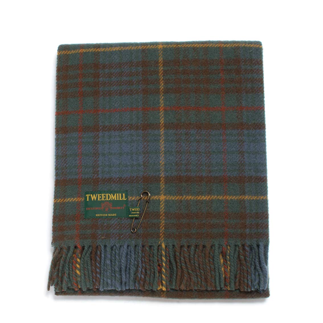 [ツイードミル] JULA TARTAN KNEE RUG ブランケット タータンチェック ゴールドピン付き 70×183 (ANTIQUE HUNTING STEWART) [並行輸入品]