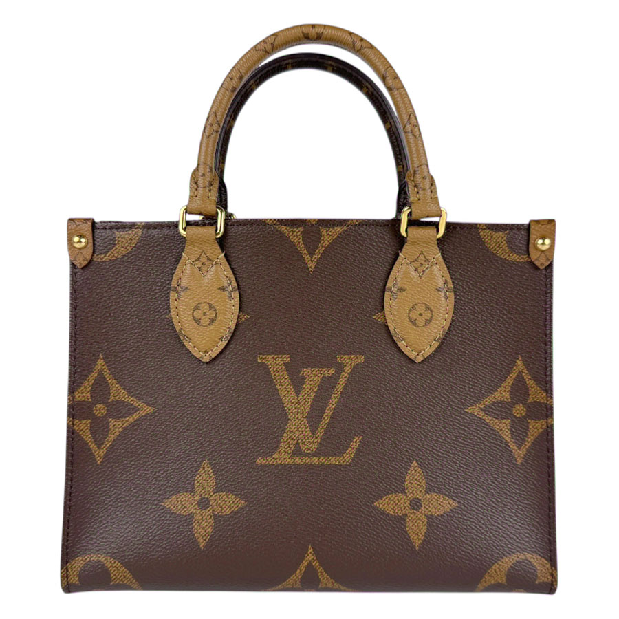 ルイ ヴィトン LOUIS VUITTON ハンドバッグ モノグラム & モノグラムリバース オンザゴー PM PVC ブラウン ゴールド レディース M46373 z6190