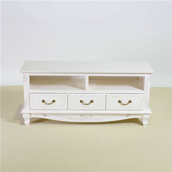 木製 ローボード/テレビ台 Sサイズ 約幅112x奥行40x高さ50.5cm ホワイト 完成品