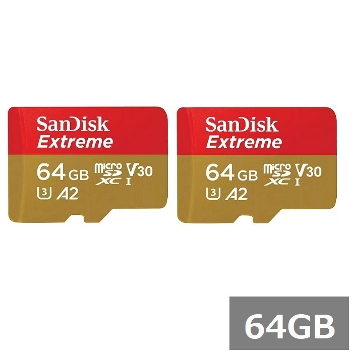 【2セット】 サンディスク マイクロSD MicroSDXC SDSQXAH-064G-GN6MN Extreme 64GB Sandisk マイクロSDXCカード microSDカード UH