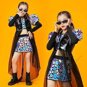 キッズ ダンス衣装 ヒップホップ 子供服 K-POP 女の子 ジャケット 星柄 ショートパンツ 韓国風