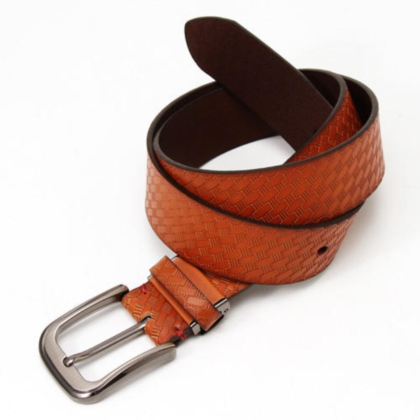 牛革一枚革ウェスト95cm対応/40mmクラフト ビジカジベルト ブラウン