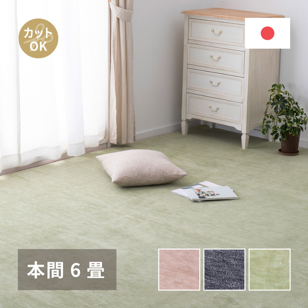 ペットにやさしい平織カーペット [ラウム] 本間6帖 286x382cm ブラック