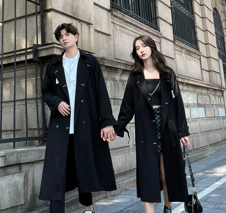 レディース コート アウター トレンチ 長袖 襟付き ウエストリボン 前開き ポリエステル きれいめ シンプル カジュアル 上品 おしゃれ かっこいい こなれ感 クール モード系 ダブル ボタン