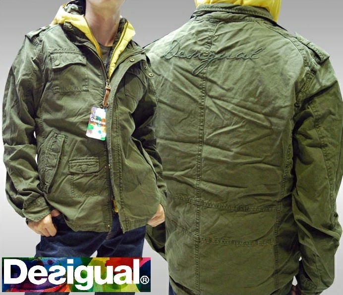 デシグアル Desigual メンズ ミリタリージャケット オリーブ アウター ミリタリー ジャケット インナーフード ベスト 付き 37E1918 4033 スペイン セレカジ ヨーロピアン ファッ
