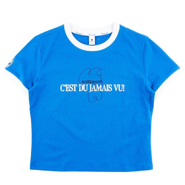 スリムフィット ウーマンズ リンガー 半袖Tシャツ QQ122TRS31 BLU_P417396753