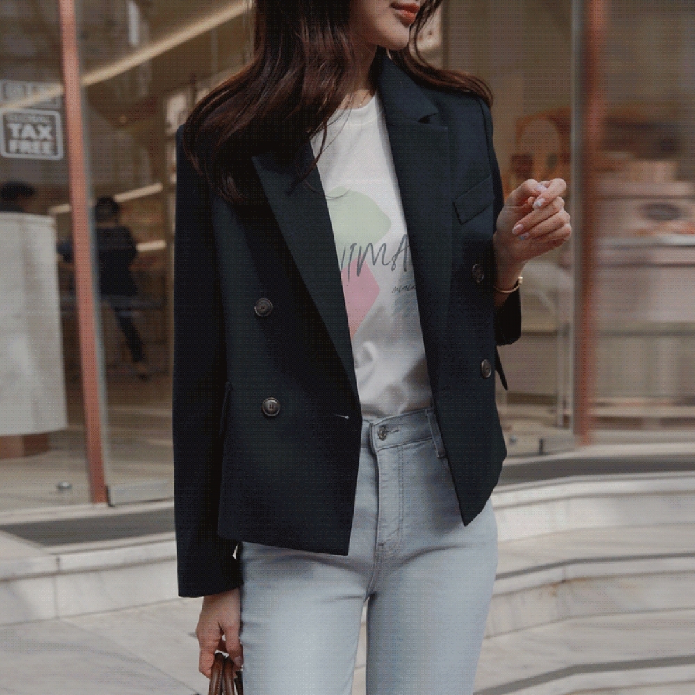 Click & Funny Duchen Span スリットショートジャケット [FREELサイズ]