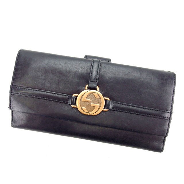長財布Wホック財布 長財布 ダブルＧ ブラック ゴールド 中古