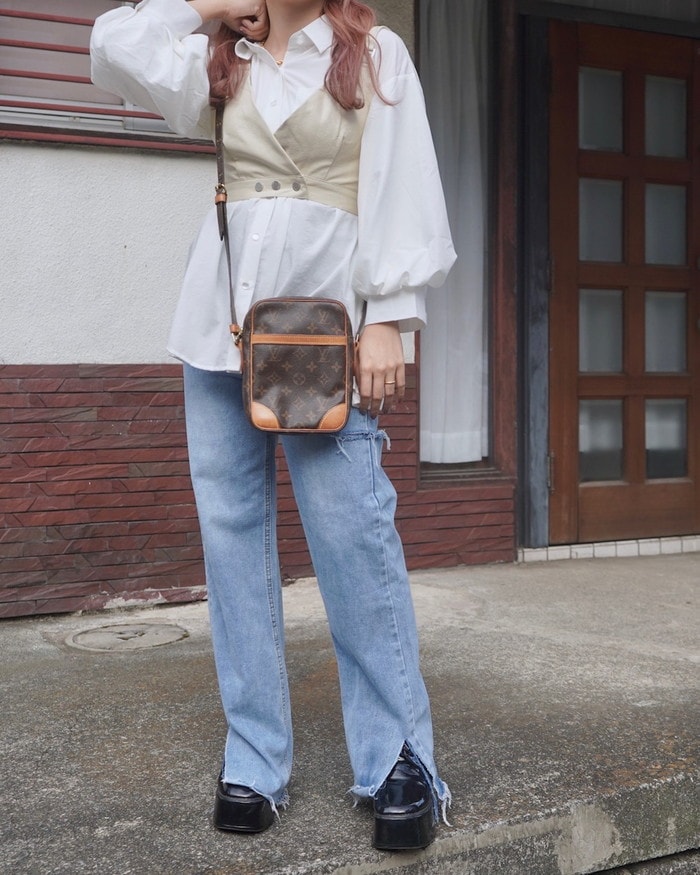 A.D.G レディース トップス バルーンスリーブルーズフィットシャツ ホワイト