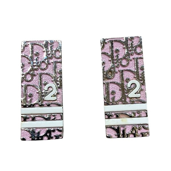 ディオール トロッター シルバー×ピンク×ホワイト イヤリング レディース【中古】