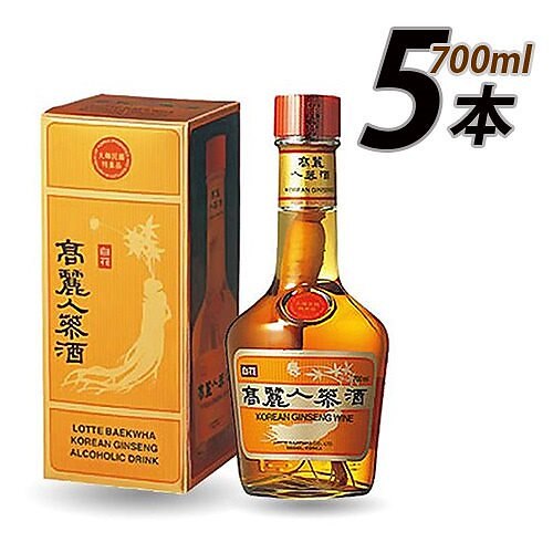 高麗人参酒 700ml X 5本　韓国 高麗人参 酒 漢方 健康 百花10(02351x5)Gift用