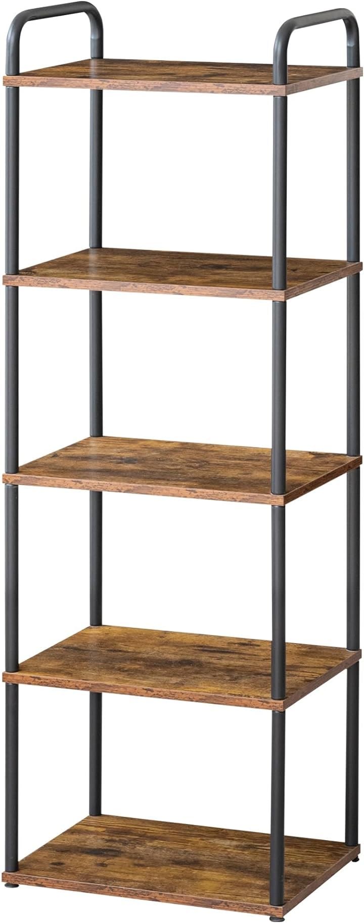 キッチンラック おしゃれ オープンシェルフ 本棚 隙間 キッチン収納 スリム 幅40x奥行30cmx高さ134cm ディスプレイ 食器棚 隙間収納 木目( B古木色, 幅40x5段)