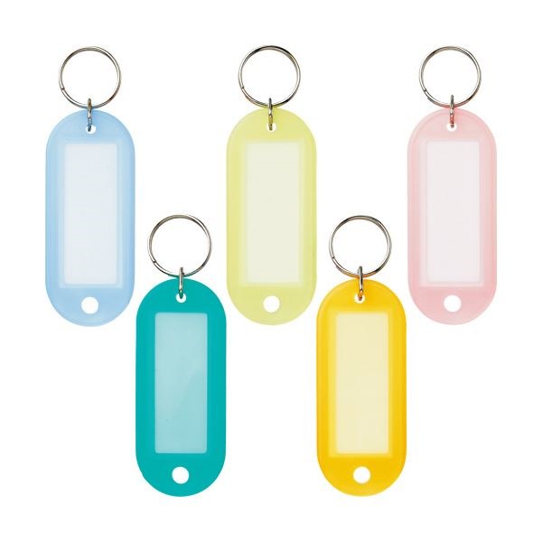 （まとめ） TANOSEE キーホルダー名札アソート 5色 1セット（50個：10個5パック） 10セット
