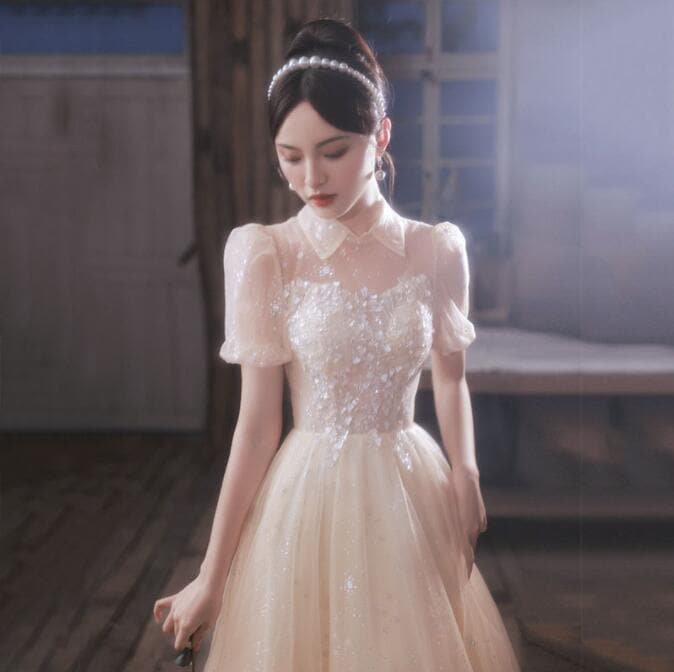 撮影 ロングドレス メッシュ マキシ丈ワンピース Aラインドレス パーティードレス イブニングドレス