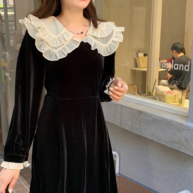 2024 春 新品 レディースパフスリーブ ワンピース 韓国風 大人