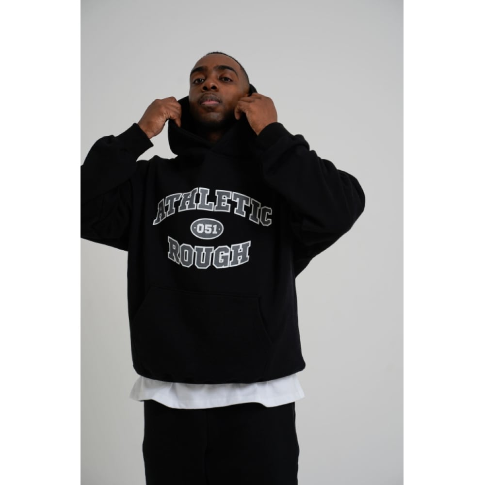 ラフアスレチックヘビーウェイトオーバーサイズパーカー-ブラック