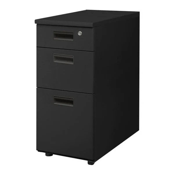 法人限定 Netforce LD-WD3SB-W-BK-BK 天板ブラック 袖箱ブラック ナッツ 脇机 (3段 シリンダー錠) メーカー直送