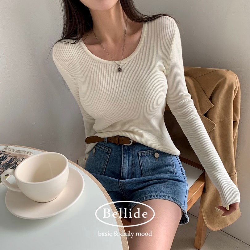 [BELLIDE MADE] 基本アイテムラウンドリブ長袖ニット nt1286