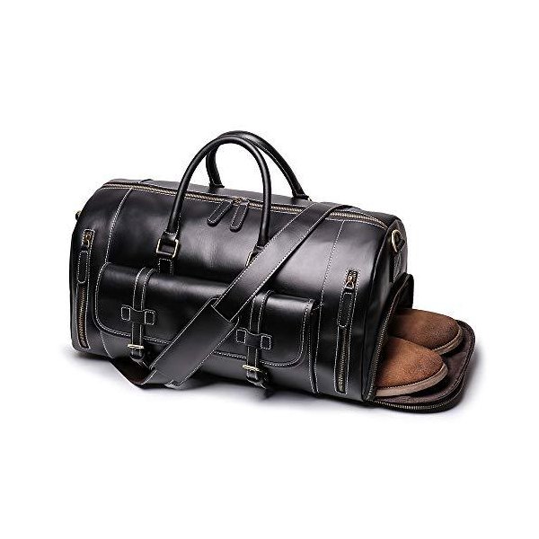 Leathfocus Leather Travel Duffel Bags， Mens Carry on Bag Leather Weekend Bag Full Grain Overnight Lu 27,885円