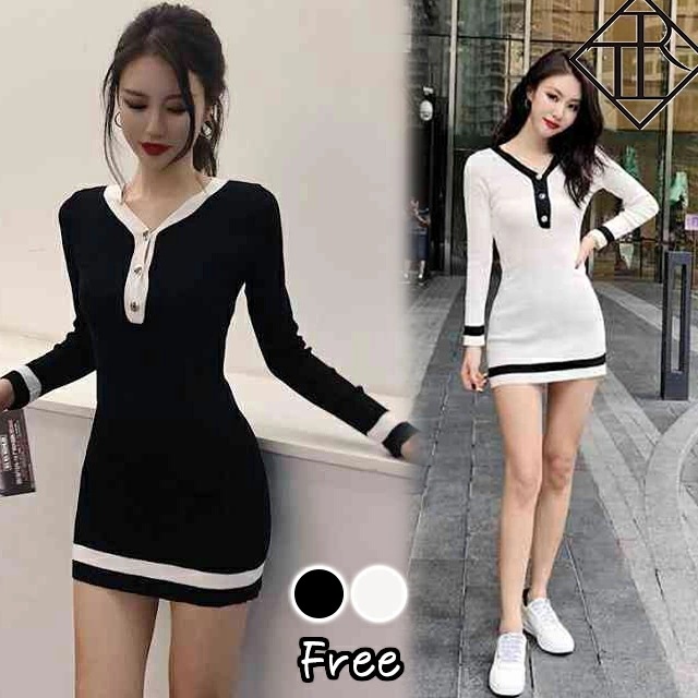 【即納】ワンピース レディース ニットワンピース 秋冬 ロングワンピース 長袖 秋 ニット ワンピース 大きいサイズ ワンピース ひざ丈 ヘンリーネック 長袖 新作 人気 SNS映え 美脚効果 足長