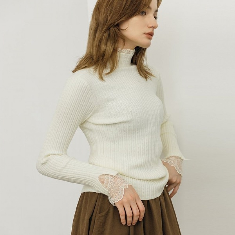 (マックスカルティッジョ) レースカラーポーラーリブニット