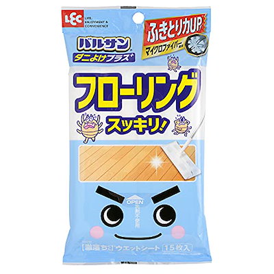 他サイト： レック(LEC) 激落ちくん＆バルサン ダニ除けプラス フローリング ウェットシート 15枚入 マイクロファイバー配合ふきとり力UPの商品画像