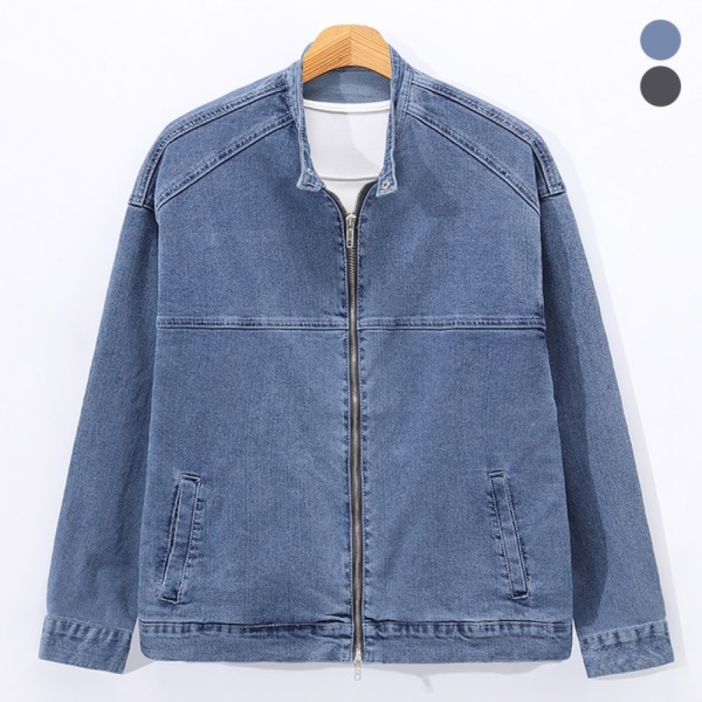 (Juans) オーバーフィットチャイナカラージップアップデニムジャケット JBJP1058