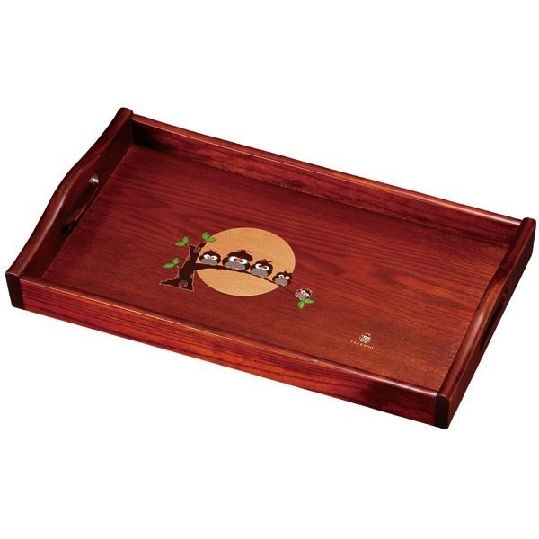 紀州塗り　尺５寸　長手盆 森のふくろう