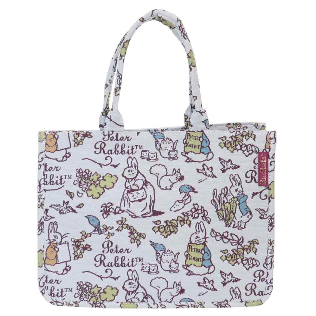 ピーターラビット 手提げかばん ジャガード織りトートバッグ ドローイングガーデン 絵本キャラクター