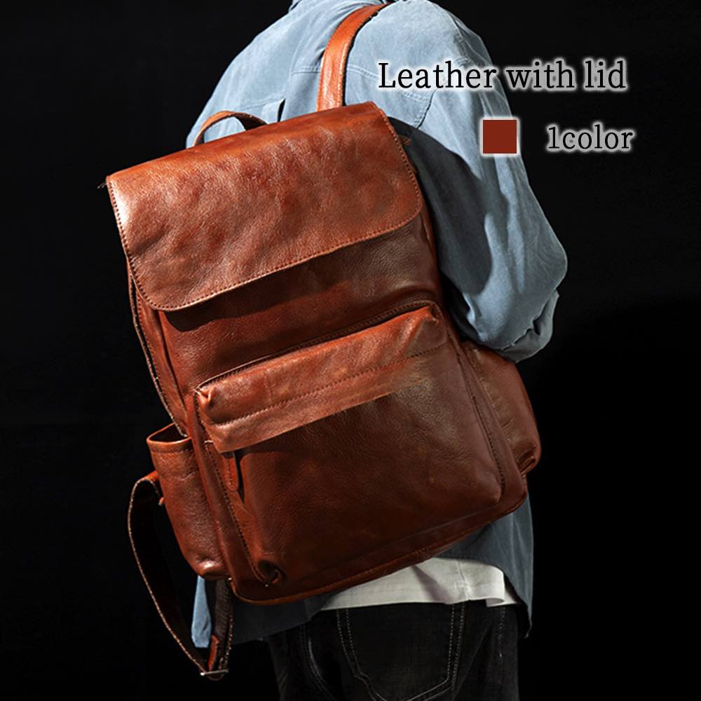 リュック メンズ 蓋付きレザーリュック 40代 大学生 軽量 10代 撥水 レザー 春 ブランド ビジネス 夏 ビジネスリュック バッグ 2WAY アウトドア リュックサック 革 スポーツ PC カジ