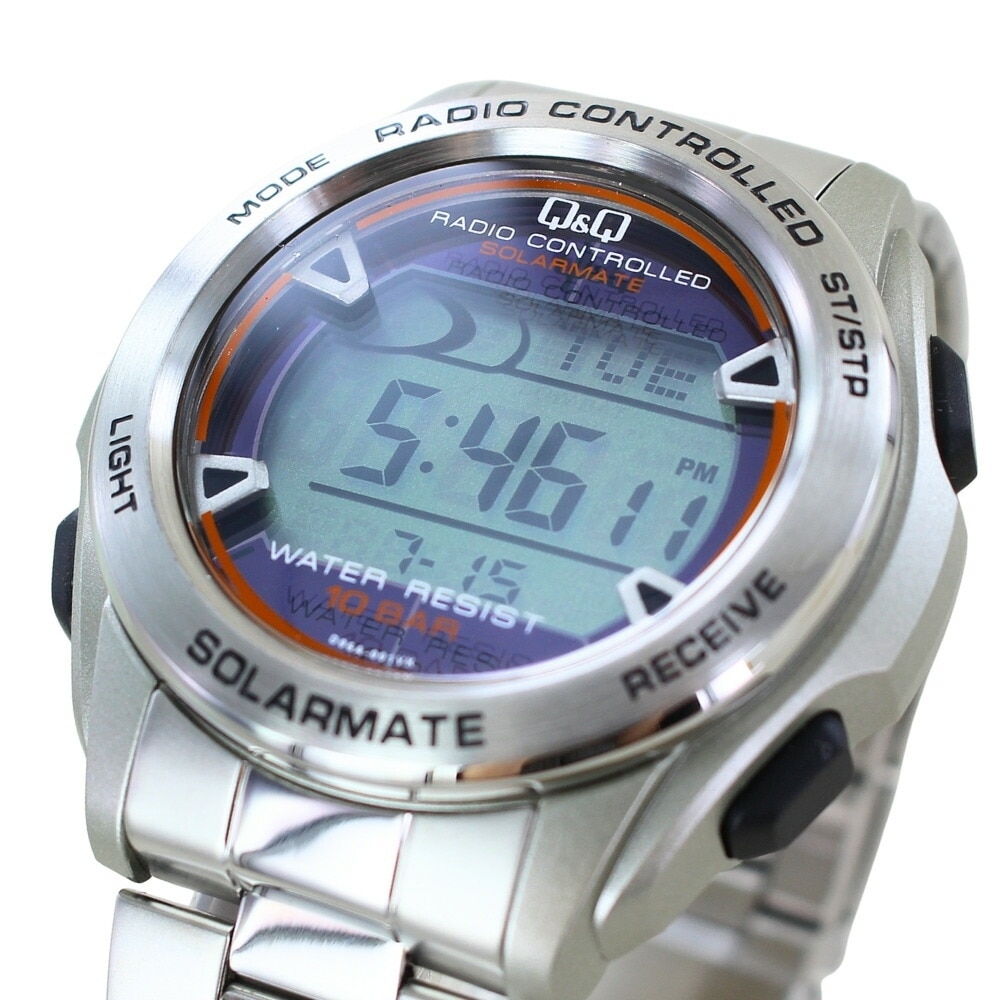 Q&Q シチズン 腕時計 収納ケース付き メンズ 電波ソーラー デジタル 10気圧防水 メタルバンド 電波時計 チプシチ チープシチズン ビジネス カジュアル ギフト プレゼント D06A-001VK