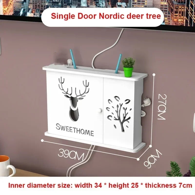 壁に取り付けられた収納棚,Wi-Fi付きワイヤレスルーター棚,ダブルレイヤー,リビングルーム用 27-39cm Sweethome