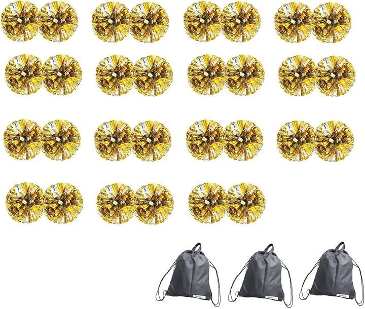 SWAANBELLE ポンポン チア ダンス チアリーダー キッズ 運動会 応援 セット(ゴールド+シルバー30個)