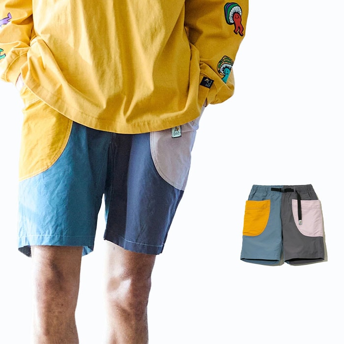 【2024春夏新作】ゴースローキャラバン パンツ N/Cクレイジー脇ポケショーツ ショートパンツ メンズ レディース ユニセックス 春 夏 秋 マルチカラー M L XL 320222