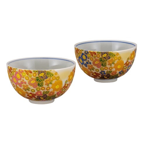 九谷焼　組飯椀　花詰　K7-453