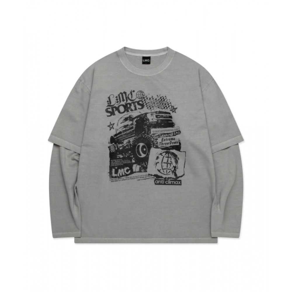 LMC オーバーダイレイヤードロングシルベスト T シャツグレー