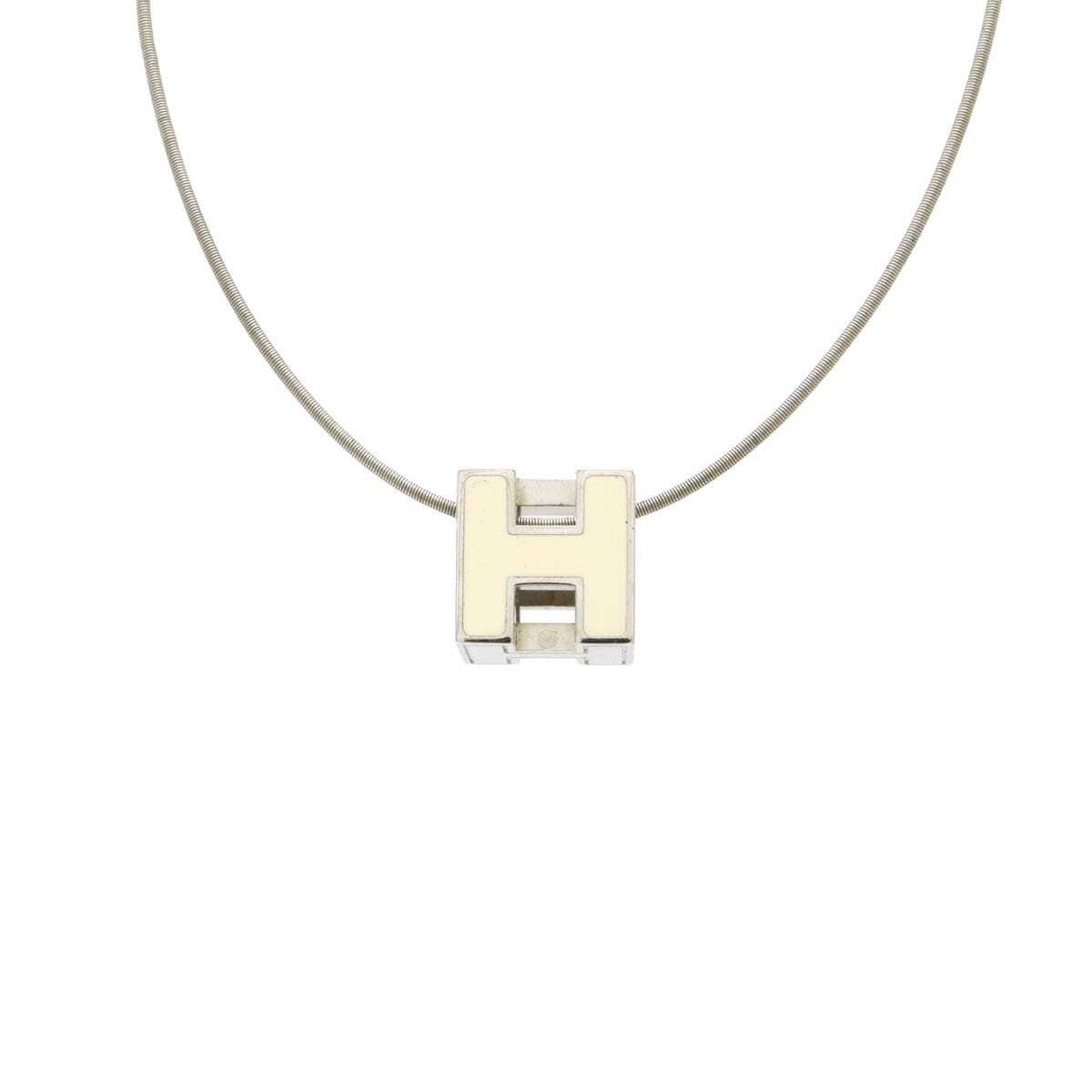 カージュドアッシュ Hキューブ Hロゴ ネックレス チョーカー スネークチェーン アイボリー シルバー金