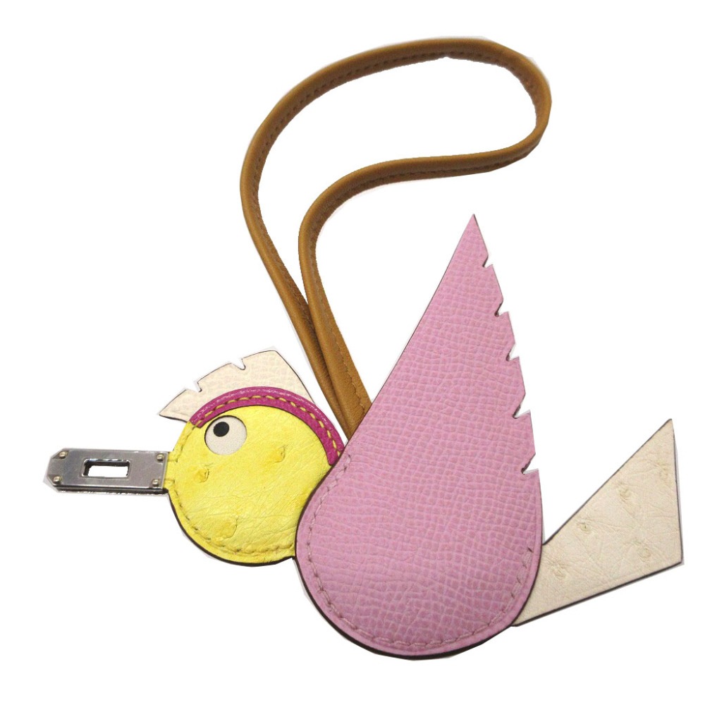 新品同様 バッグチャーム 鳥 バーディ キーホルダー ヴォーエプソン/オーストリッチ/ヴォーエプソン モーヴシルベストル B刻印 1156【中古】 ユニセックス