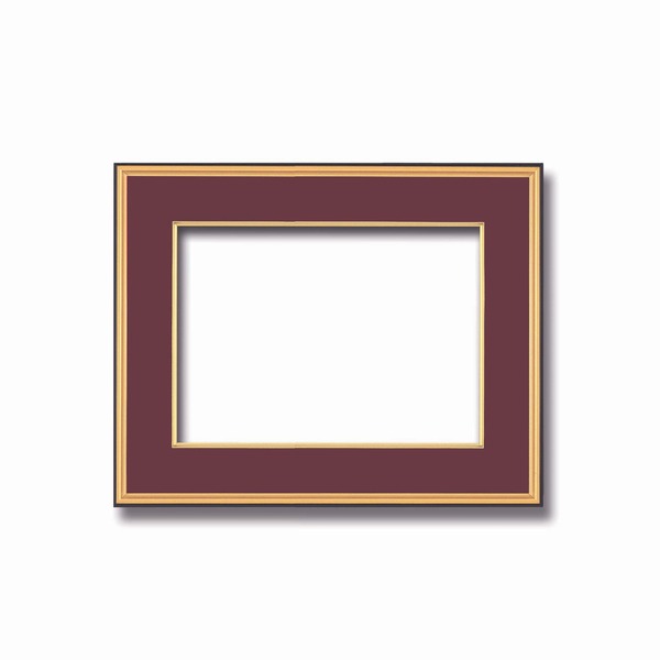 ( 和額 ) 黒い縁に金色フレーム 日本画額 色紙額 木製フレーム 黒金 色紙F6サイズ 410×318mm エンジ 額縁 額 フレーム