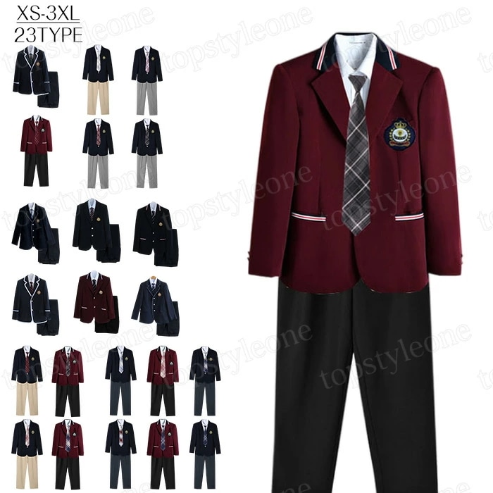 入学式 スーツ 卒業式 スーツ 大きいサイズあり 学生服 上下セット男子高生 制服 コスプレ【入学式】【卒業式】【男の子】【スーツ】 【制服】【フォーマル】 ブレザー5点セット[ブレザー＋長袖シャツ＋