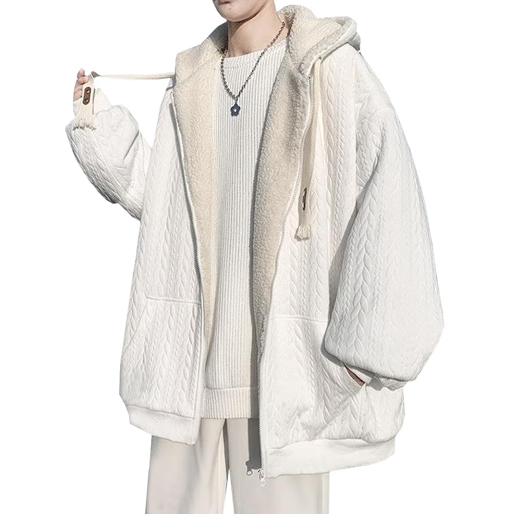 [Anzn] パーカー メンズ 裏起毛 春秋冬 パーカー 長袖 フード付かっこいい ジップアップコート カーディガン メンズ オシャレ カジュアル コート ジャージ -bai-L