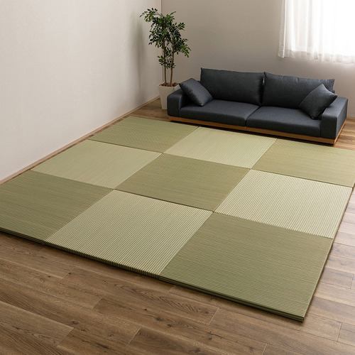 【メーカー直送品】萩原 【6枚組】ハイブリッド置き畳 綾瀬 約82×82×2.5cm グリーン