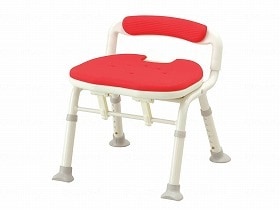 アロン化成 コンパクト折りたたみシャワーベンチIC 骨盤サポートタイプ レッド 536382