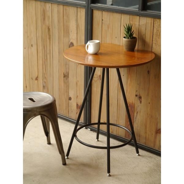 ダイニングテーブル 2人用 丸 カフェテーブル 円形 60cm 北欧モダン ブラウン ダイニング 食卓 机 オークxスチールレッグ テーブル